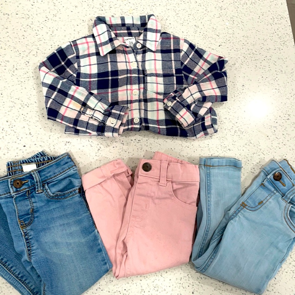 Carter Plaid shirt with 3 pairs of pants